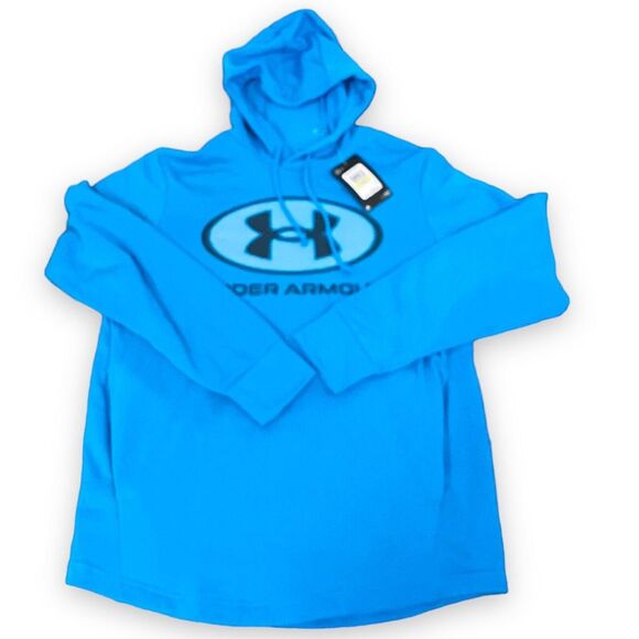 Under Armour Mens UA Riva Medium Blue Terry Hoodie Pullover 1369470 New with Tag - Picture 1 of 5